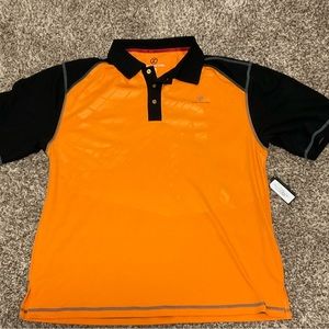 Zero Friction Albatross Polo Shirt, orange/ant/grey, size Large, NWT